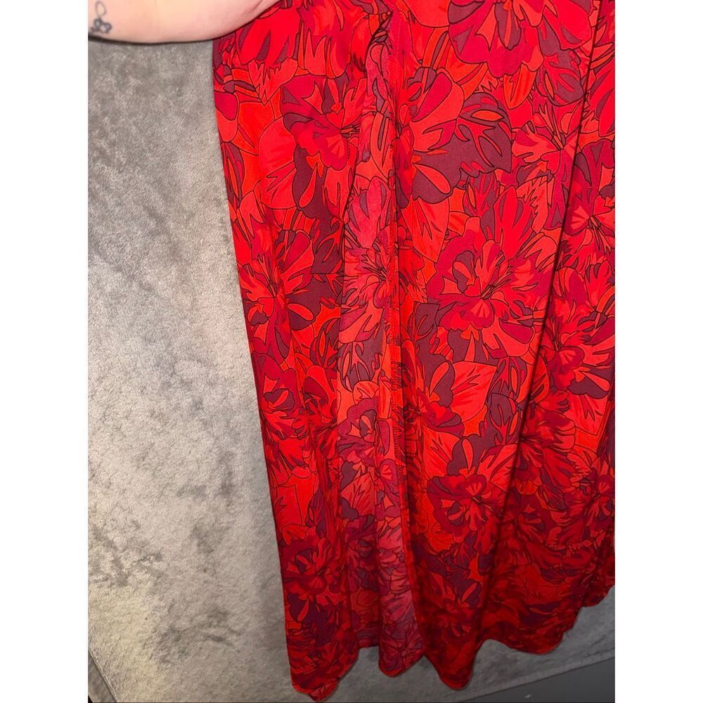 Lulu’s Sunset the Mood Red Multi Floral Print Lace-Up Maxi Dress Small #767 - Picture 5 of 11